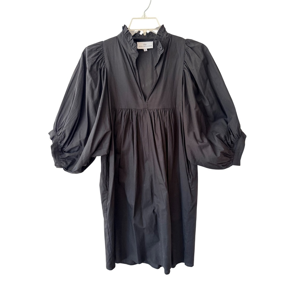 NEVER A WALLFLOWER Black Puff Sleeve Boho Cottagecore Coastal Cowgirl Dress XL